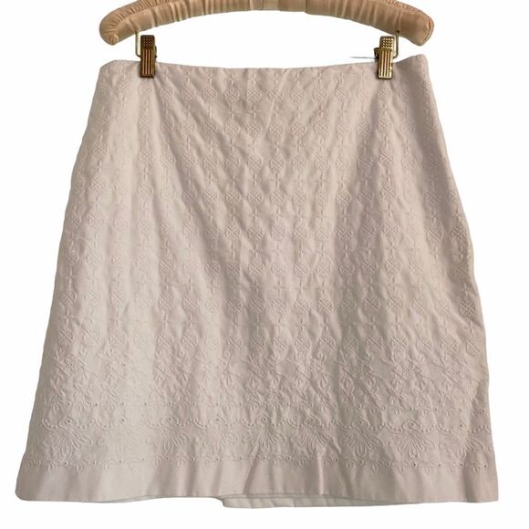 Talbots White Eyelet Embroidered Skirt Size 8 - Picture 1 of 5